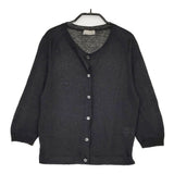 MARGARET HOWELL 578-9164006 FINE LINEN 2 リネンニットクルーネックカーディガン ブラック レディース マーガレットハウエル【中古】5-0408M♪