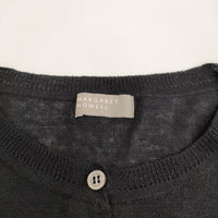 MARGARET HOWELL 578-9164006 FINE LINEN 2 リネンニットクルーネックカーディガン ブラック レディース マーガレットハウエル【中古】5-0408M♪