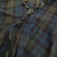45R/45rpm ジンバブエコットンのざっくりネルカシュクール ブラウス ネイビー グリーン フォーティーファイブアールピーエム【中古】5-0325M♪