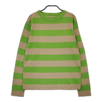 45R/45rpm 4545縞天竺の90845星Tシャツ 定価17600円 ロンＴ グリーン ベージュ レディース フォーティーファイブアールピーエム【中古】5-0509M♪