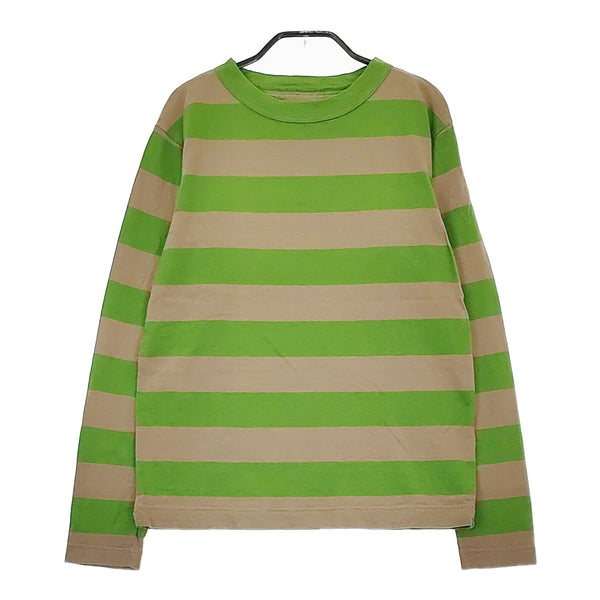 45R/45rpm 4545縞天竺の90845星Tシャツ 定価17600円 ロンＴ グリーン ベージュ レディース フォーティーファイブアールピーエム【中古】5-0509M♪