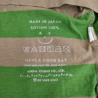 45R/45rpm 4545縞天竺の90845星Tシャツ 定価17600円 ロンＴ グリーン ベージュ レディース フォーティーファイブアールピーエム【中古】5-0509M♪