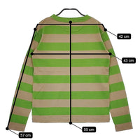 45R/45rpm 4545縞天竺の90845星Tシャツ 定価17600円 ロンＴ グリーン ベージュ レディース フォーティーファイブアールピーエム【中古】5-0509M♪