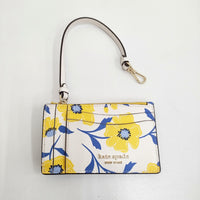 Kate Spade モーガンサンシャインフローラルプリントコインカード ケース リスレット KG937 ホワイト イエロー ケイトスペード【中古】5-0315G♪