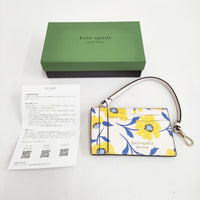 Kate Spade モーガンサンシャインフローラルプリントコインカード ケース リスレット KG937 ホワイト イエロー ケイトスペード【中古】5-0315G♪