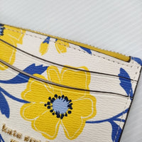 Kate Spade モーガンサンシャインフローラルプリントコインカード ケース リスレット KG937 ホワイト イエロー ケイトスペード【中古】5-0315G♪