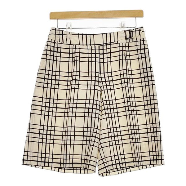 OLD ENGLAND ウールシルク ショートパンツ ハーフパンツ ショーツ アイボリー ブラック レディース オールドイングランド【中古】5-0504S∞