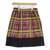 ETRO シルク混切替 モザイクチェック スカート イエロー パープル レディース エトロ【中古】5-0913T∞