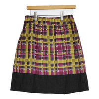 ETRO シルク混切替 モザイクチェック スカート イエロー パープル レディース エトロ【中古】5-0913T∞