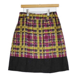 ETRO シルク混切替 モザイクチェック スカート イエロー パープル レディース エトロ【中古】5-0913T∞