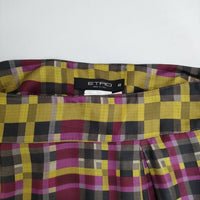 ETRO シルク混切替 モザイクチェック スカート イエロー パープル レディース エトロ【中古】5-0913T∞