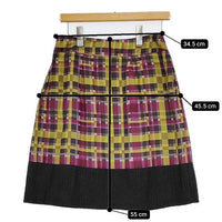 ETRO シルク混切替 モザイクチェック スカート イエロー パープル レディース エトロ【中古】5-0913T∞