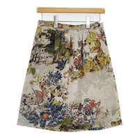 ETRO イタリア製 植物柄 花柄 ウール スカート ベージュ マルチカラー レディース エトロ【中古】5-0913T∞