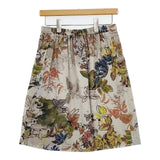 ETRO イタリア製 植物柄 花柄 ウール スカート ベージュ マルチカラー レディース エトロ【中古】5-0913T∞