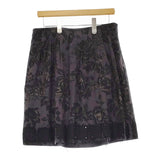 ETRO 花柄 ラインストーン付き サイズ42 ウール タック スカート チャコールグレー ブラック レディース エトロ【中古】5-0408T♪