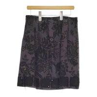 ETRO 花柄 ラインストーン付き サイズ42 ウール タック スカート チャコールグレー ブラック レディース エトロ【中古】5-0408T♪