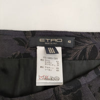 ETRO 花柄 ラインストーン付き サイズ42 ウール タック スカート チャコールグレー ブラック レディース エトロ【中古】5-0408T♪