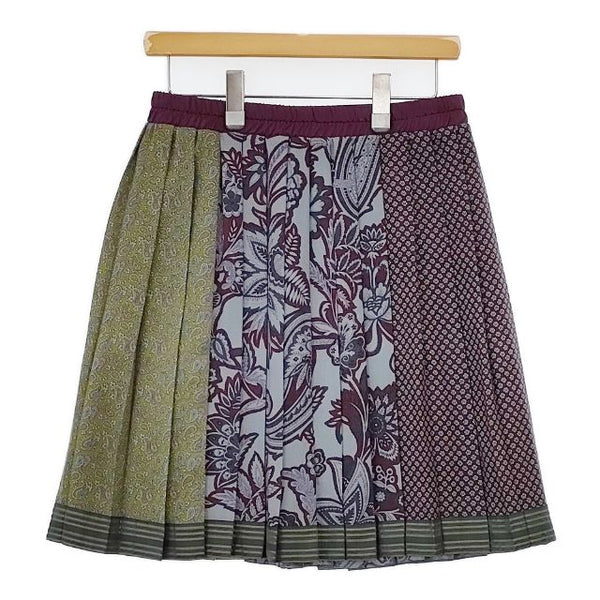 ETRO イタリア製 ペイズリー ウールシルク プリーツ スカート マルチカラー レディース エトロ【中古】5-0913T∞