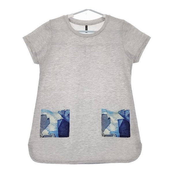 DANSKIN ポケット付き 半袖Ｔシャツ カットソー グレー レディース ダンスキン【中古】5-0504S∞