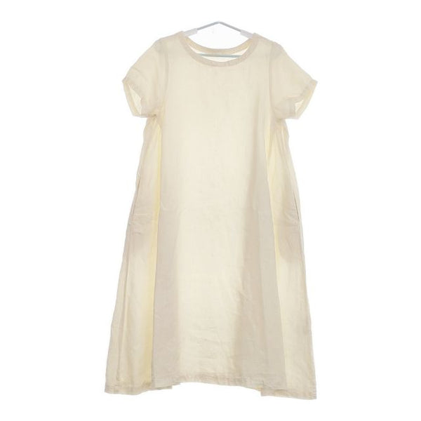 nest Robe 01162-1130 リネンサイドタック 半袖ドレス 製品染め ワンピース アイボリー レディース ネストローブ【中古】5-0504S∞