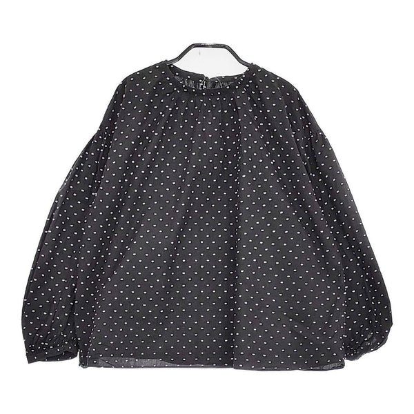 DRESSTERIOR ギャザーネックブラウス ドット柄 085-87055 サイズ38 ブラック ホワイト レディース ドレステリア【中古】5-0511M♪