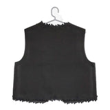 eunoia ユノイア Cotton flower vest コットンフラワーレースベスト 定価19470円 ベスト ブラック レディース【中古】5-0511M♪
