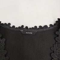 eunoia ユノイア Cotton flower vest コットンフラワーレースベスト 定価19470円 ベスト ブラック レディース【中古】5-0511M♪