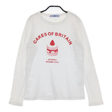 R&D.M.Co- CAKES OF BRITAIN フロッキープリント 長袖Ｔシャツ カットソー ロンＴ ホワイト レディース オールドマンズテーラー【中古】5-0511M♪