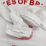 R&D.M.Co- CAKES OF BRITAIN フロッキープリント 長袖Ｔシャツ カットソー ロンＴ ホワイト レディース オールドマンズテーラー【中古】5-0511M♪