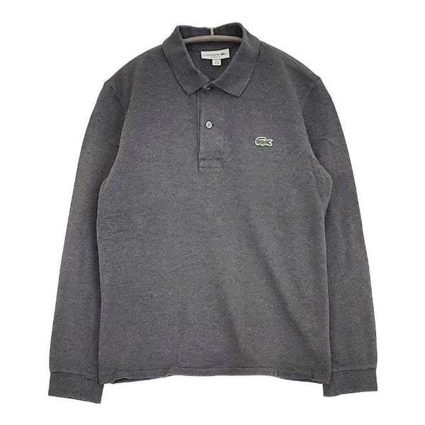 LACOSTE リブカラーポロシャツ L1313DL サイズ2 長袖 ポロシャツ グレー レディース ラコステ【中古】5-0810M∞