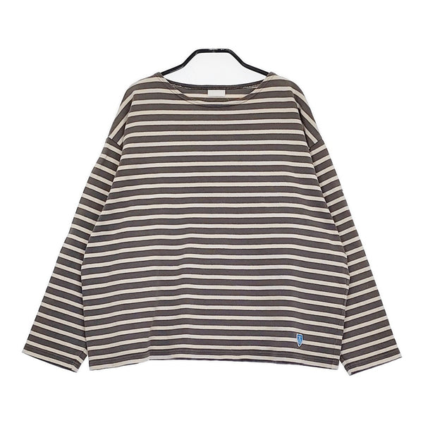 ORCIVAL IP32-02 ボーダー 長袖Ｔシャツ カットソー ロンＴ グレー キナリ レディース オーシバル/オーチバル【中古】5-0511M♪