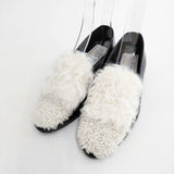 Pippi ファー サイズ37.5 シューズ・靴 ブラック ホワイト レディース ピッピ【中古】5-1016T◎