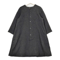 the last flower of the afternoon ウール ヘリンボーン ノーカラー ロング コート チャコール レディース ラストフラワー【中古】5-1012A◆