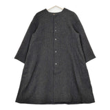 the last flower of the afternoon ウール ヘリンボーン ノーカラー ロング コート チャコール レディース ラストフラワー【中古】5-1012A◆