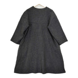 the last flower of the afternoon ウール ヘリンボーン ノーカラー ロング コート チャコール レディース ラストフラワー【中古】5-1012A◆