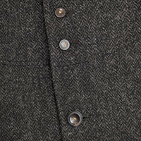 the last flower of the afternoon ウール ヘリンボーン ノーカラー ロング コート チャコール レディース ラストフラワー【中古】5-1012A◆