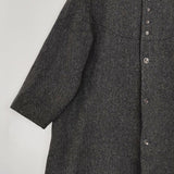 the last flower of the afternoon ウール ヘリンボーン ノーカラー ロング コート チャコール レディース ラストフラワー【中古】5-1012A◆