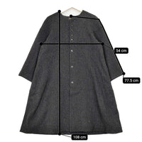 the last flower of the afternoon ウール ヘリンボーン ノーカラー ロング コート チャコール レディース ラストフラワー【中古】5-1012A◆