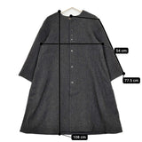 the last flower of the afternoon ウール ヘリンボーン ノーカラー ロング コート チャコール レディース ラストフラワー【中古】5-1012A◆