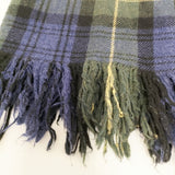 R&D.M.Co- チェック フリンジ マフラー 大判 ストール ネイビー グリーン レディース オールドマンズテーラー【中古】5-1016T◎