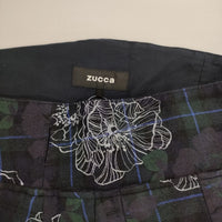 ZUCCa ZU73FG185 チェック 花柄 タック サイズM ロングスカート ネイビー グリーン レディース ズッカ【中古】5-0928T△