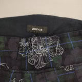 ZUCCa ZU73FG185 チェック 花柄 タック サイズM ロングスカート ネイビー グリーン レディース ズッカ【中古】5-0928T△