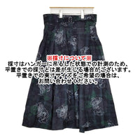 ZUCCa ZU73FG185 チェック 花柄 タック サイズM ロングスカート ネイビー グリーン レディース ズッカ【中古】5-0928T△