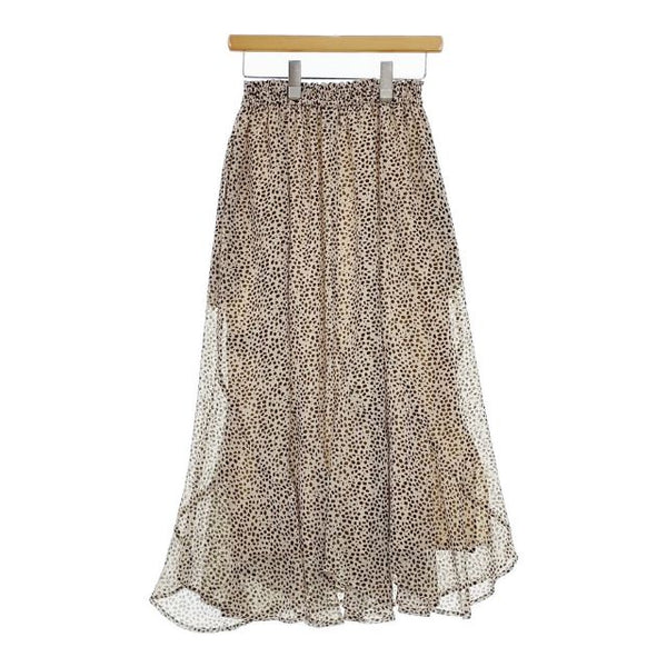 cloth&cross Hug O War レオパード ポリエステル ロングスカート ベージュ ブラック レディース クロス＆クロス ハグオーワー【中古】5-0503M∞