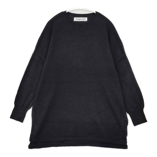 veritecoeur ウールカシミヤ クルーネック ST-115 サイドスリット セーター ニット ブラック レディース ヴェリテクール【中古】5-0913T∞