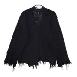 PERVERZE WAVE STRIPE CRASH KNIT ダメージ加工 0121010511 カーディガン ブラック レディース パーバーズ【中古】5-0503M∞