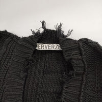 PERVERZE WAVE STRIPE CRASH KNIT ダメージ加工 0121010511 カーディガン ブラック レディース パーバーズ【中古】5-0503M∞