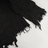 PERVERZE WAVE STRIPE CRASH KNIT ダメージ加工 0121010511 カーディガン ブラック レディース パーバーズ【中古】5-0503M∞