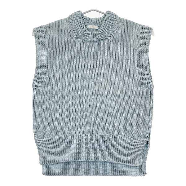 ATON COTTON LILY YARN CREWNECK KRAGSM0107 サイズ02 定価42900円 コットンニットベスト 23SS ライトブルー レディース エイトン【中古】5-0511M♪