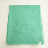 Faliero Sarti イタリア製 ウールシルク 大判 フリンジ 無地 マフラー ストール キミドリ レディース ファリエロサルティ【中古】5-1016T◎